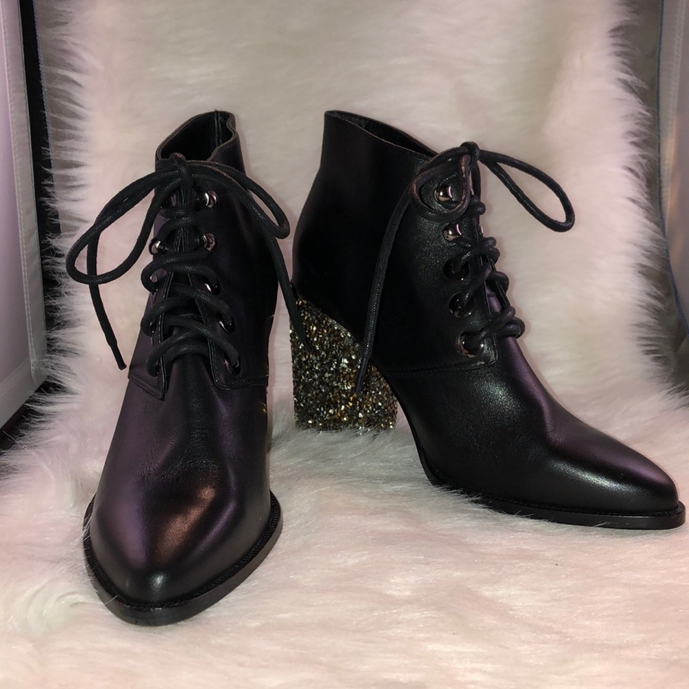 Tracey Reese Lace up Bootie Rhinestone Heel